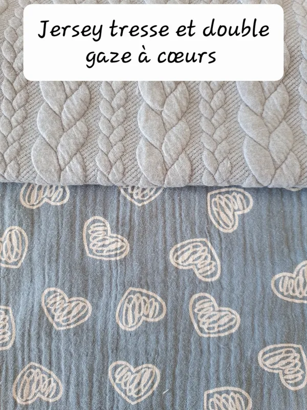 Jersey tresse et double gaze a coeurs Jersey tresse et double gaze a coeurs