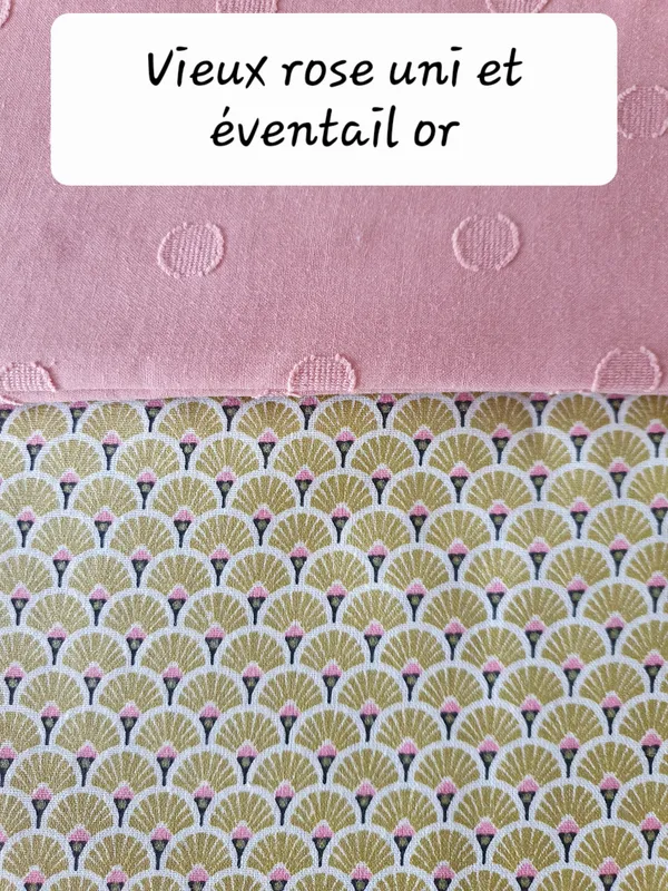 Vieux rose uni et éventail or Vieux rose uni et éventail or