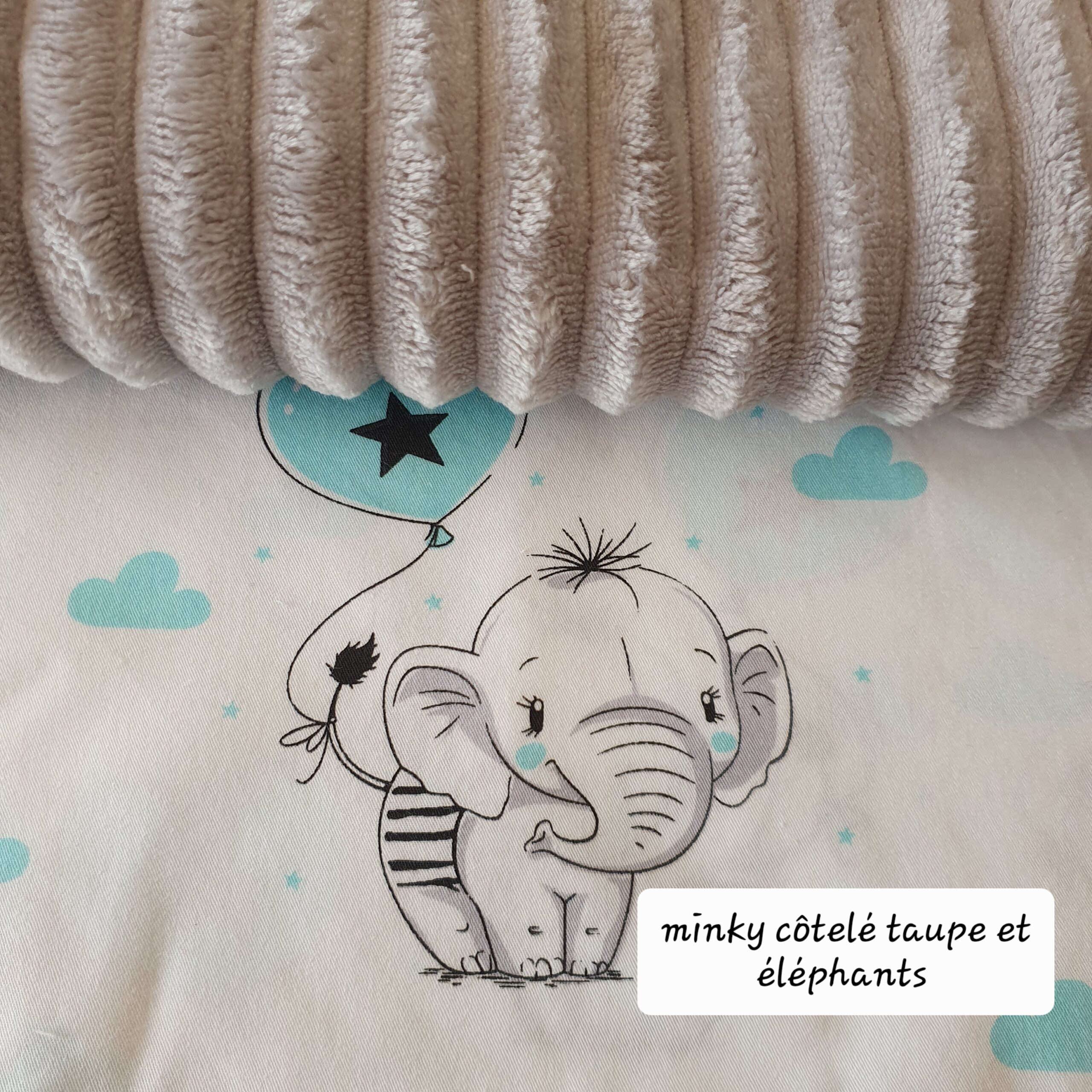 minky côtelé et éléphant minky côtelé et éléphant
