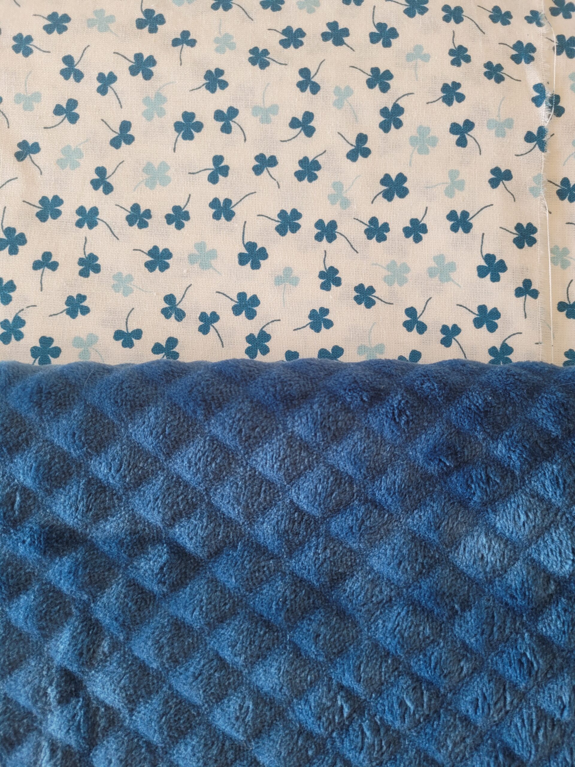 Minky quadrillé et trèfle bleu Minky quadrillé et trèfle bleu